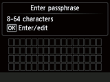 Screen to enter your wireless passphrase