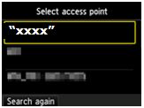 Select Access Point with example network selected
