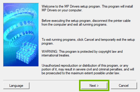 Setup introduction with Next highlighted