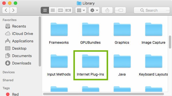 Library with Internet Plug-Ins highlighted.