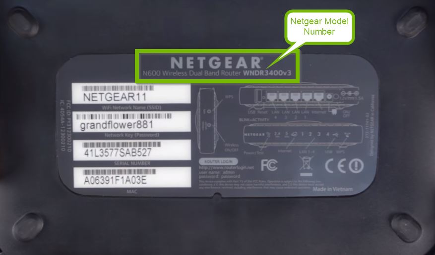 Bottom label on Netgear router.