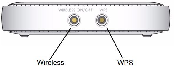 Wireless and WPS buttons on Netgear router.