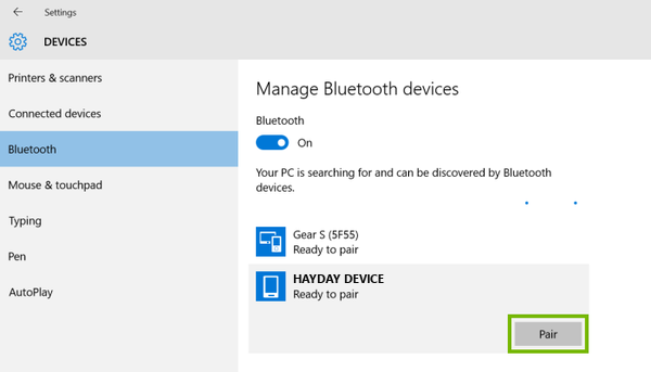 Pair button highlighted.