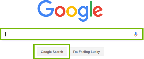 Chrome page with search bar and Google Search button highlighted.