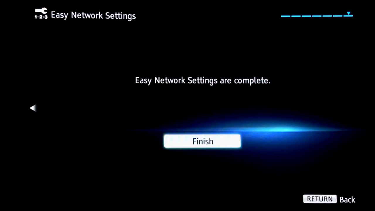 complete screen with finish highlighted
