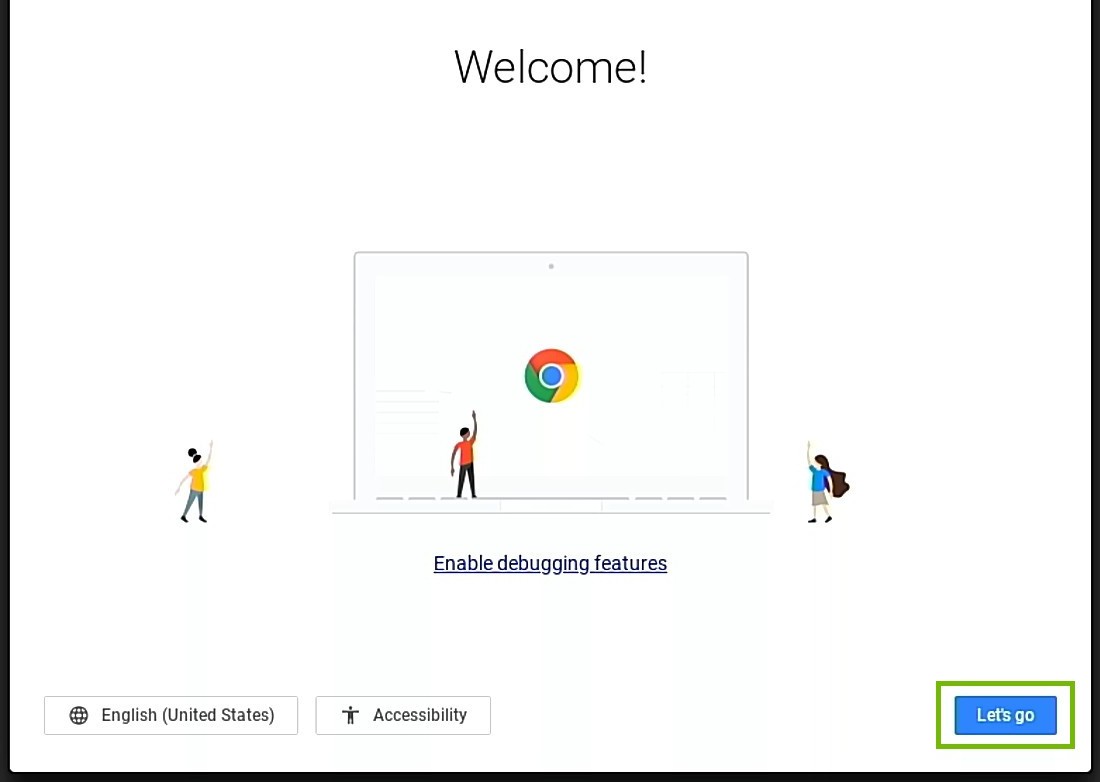 chromebook setup welcome screen
