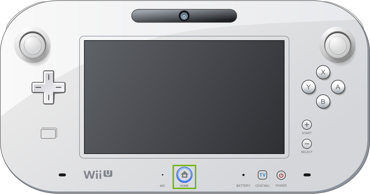 WiiU gamepad with home button highlighted