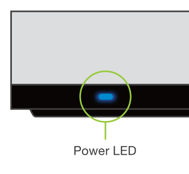 Power LED illuminating on the front of the SkyStream One. Illustration.