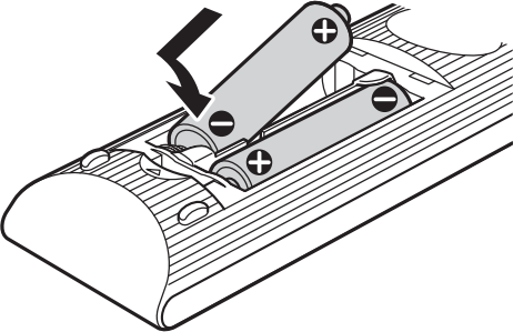 Diagram of installing batteries into the remote