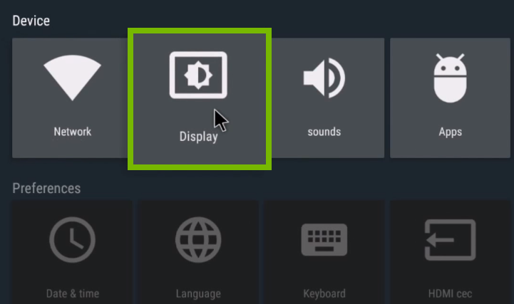 Settings with Display selected. Screenshot.