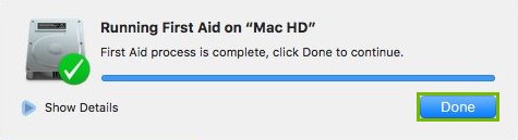 Done button highlighted