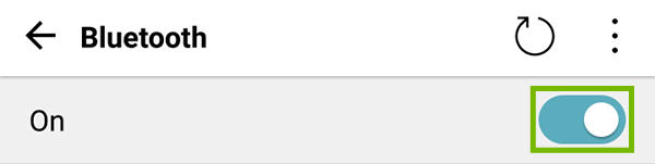 Android Bluetooth settings with on off switch highlighted.