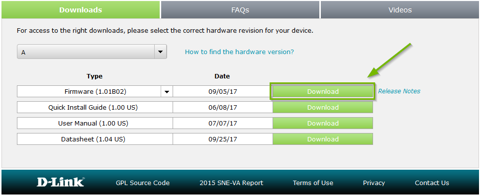 Types of downloads with dates and links