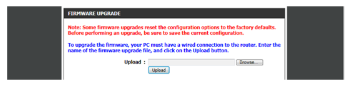 Firmware upgrade screen