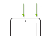 Top view of Amazon Fire with power and volume buttons highlighted