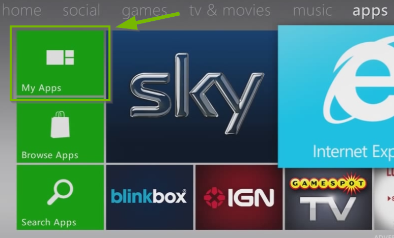 Apps menu with My Apps highlighted