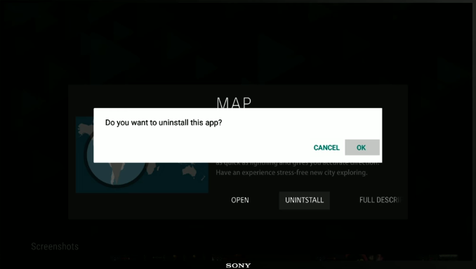 Uninstall confirmation screen