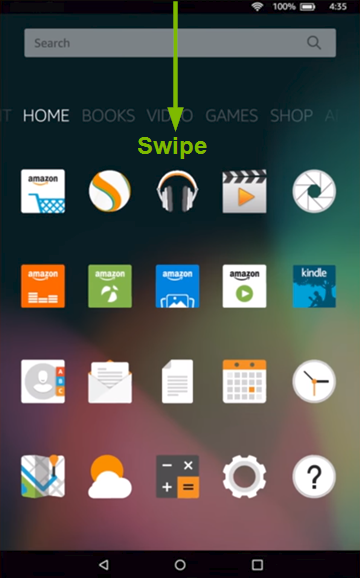 Swipe method shown on tablet screen.