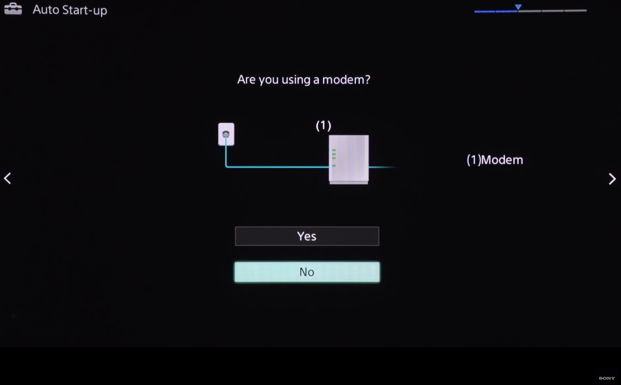 Auto Start-up screen asking are you using a modem
