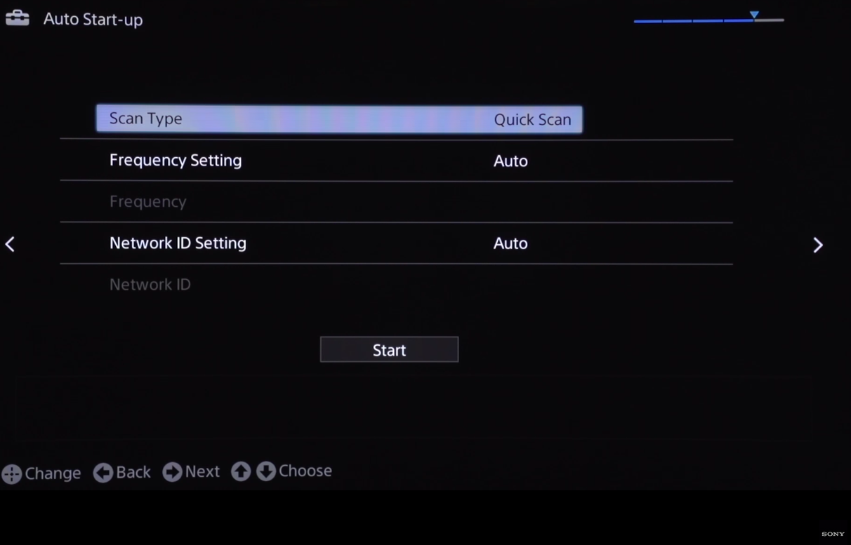 Scan type menu with quick scan highlighted