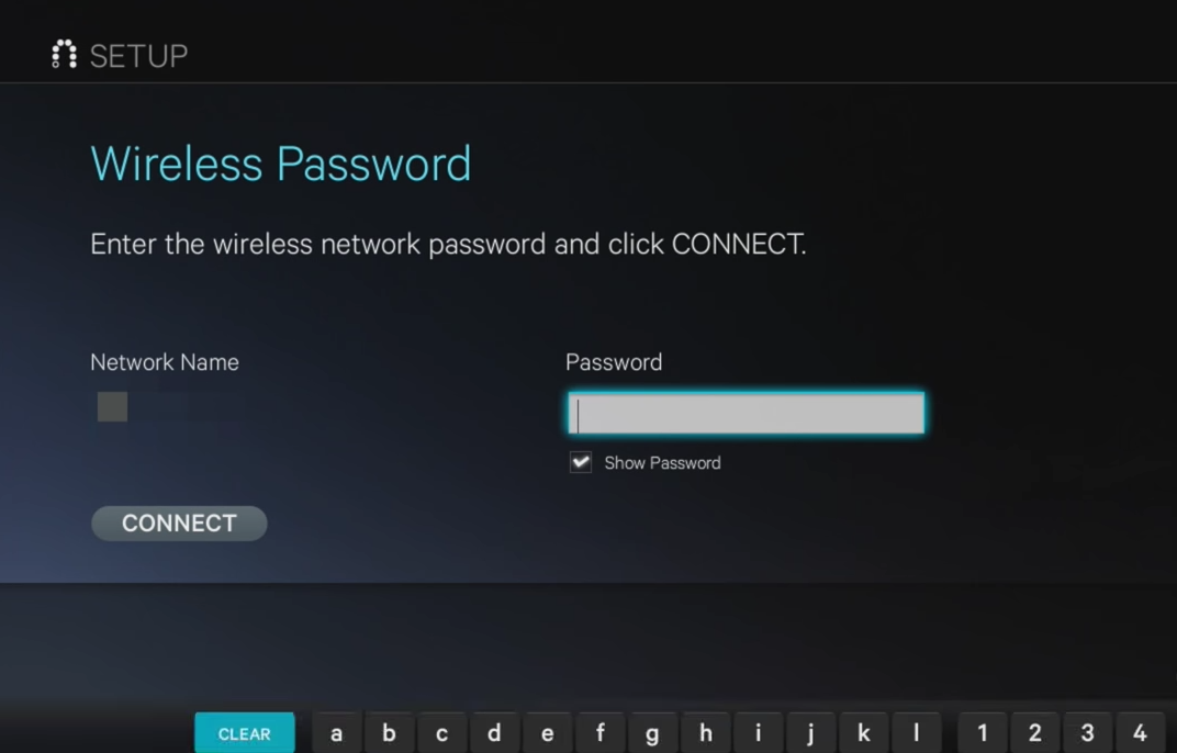 Wireless password screen