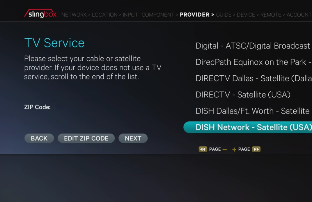 TV service screen