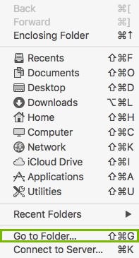 Go To Folder highlighted