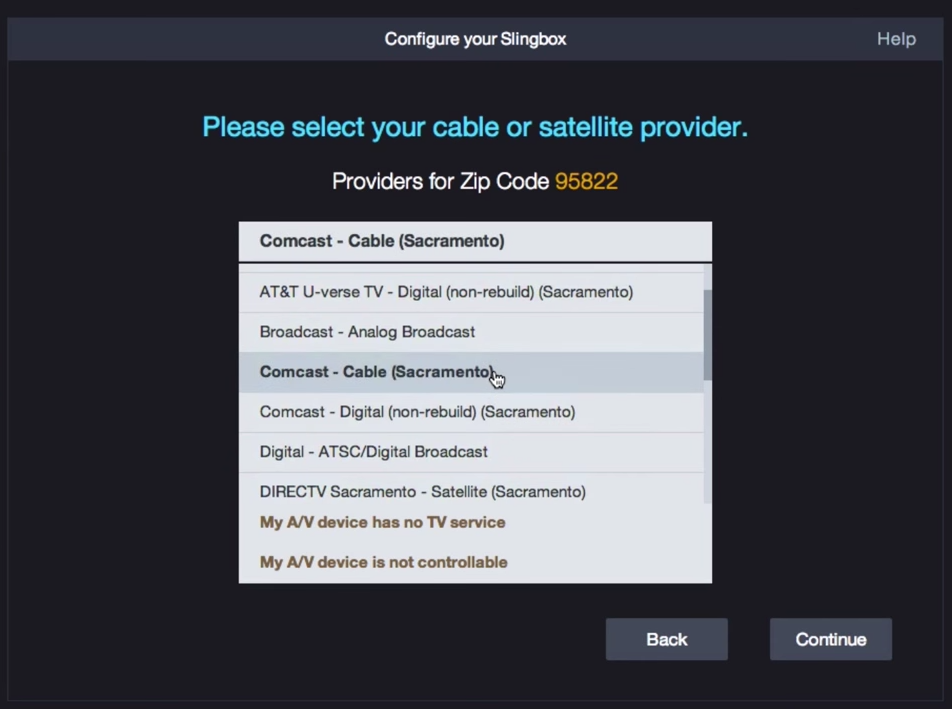 TV service provider configuration