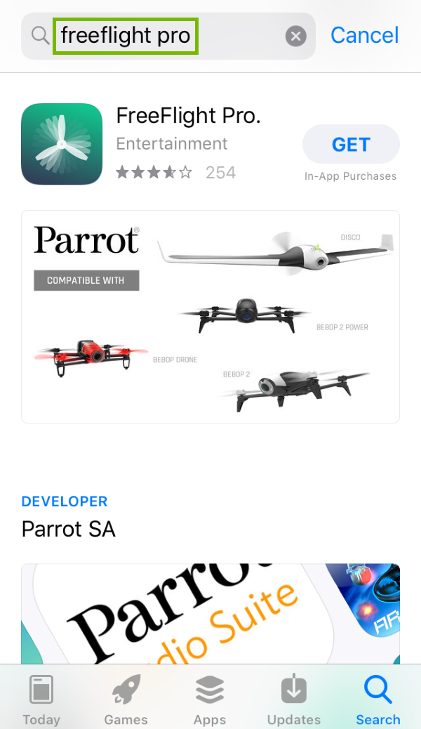 Keyword highlighted in App Store search.