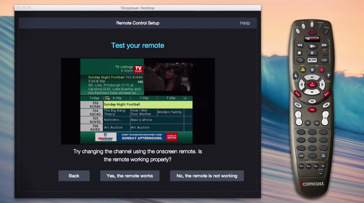 Remote test screen