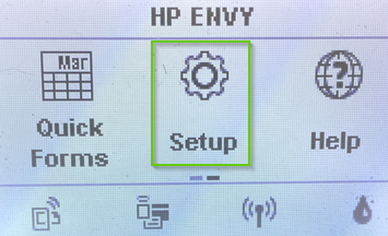 HP Envy setup screen