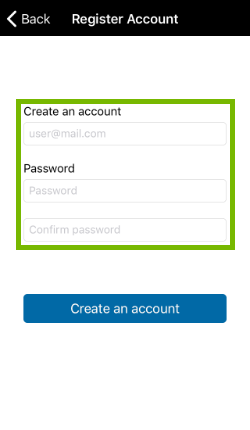 Email and Password fields