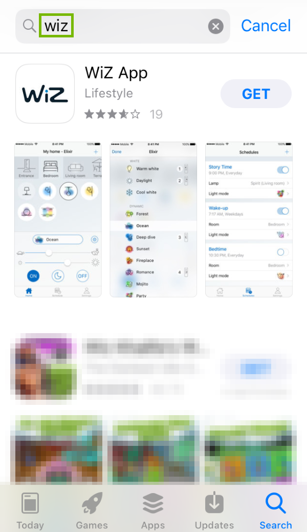 Keyword highlighted in App Store search.