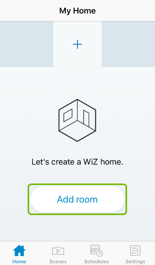 Add room button highlighted in WiZ app.