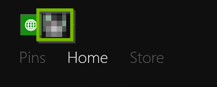 Xbox Home screen with gamer pic selected. Screenshot.