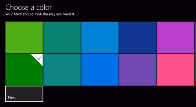 Choose a color selection screen. Screenshot.