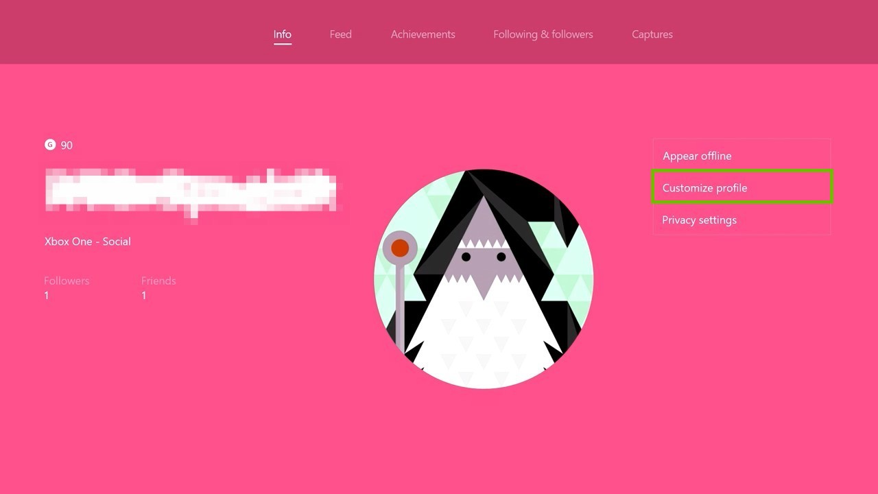 Example Profile with Customize profile selected. Screenshot.
