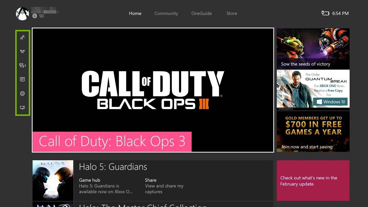 Side menu. Screenshot.