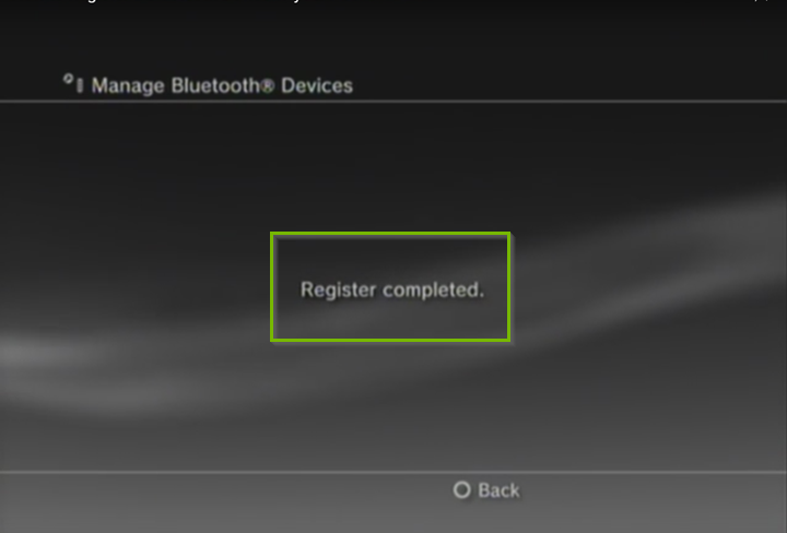 Register completed. Screenshot.