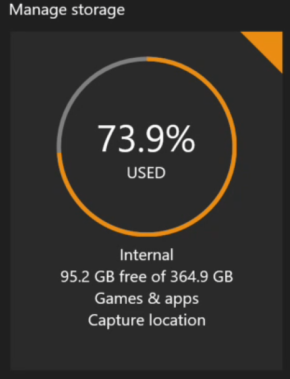 Storage space indicator. Screenshot.