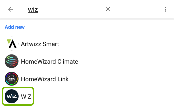 WiZ highlighted in list of devices that work with Google Assistant.