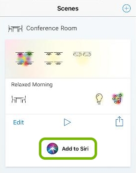 Add to Siri option highlighted in WiZ app.