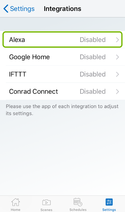 Alexa integration highlighted in WiZ app.