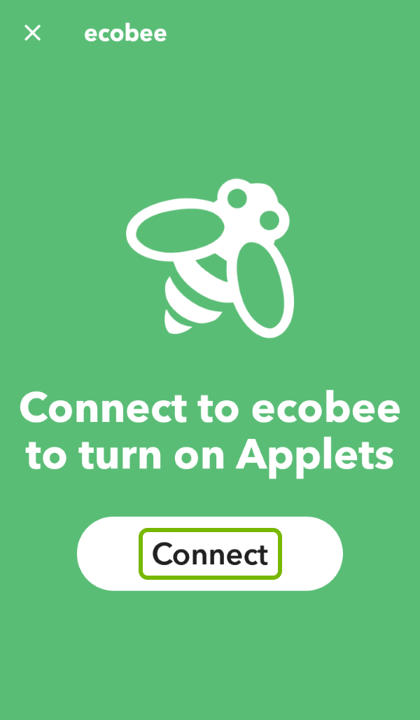 Connect option highlighted for service login in IFTTT app.