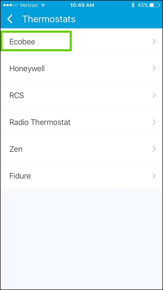 Selecting ecobee