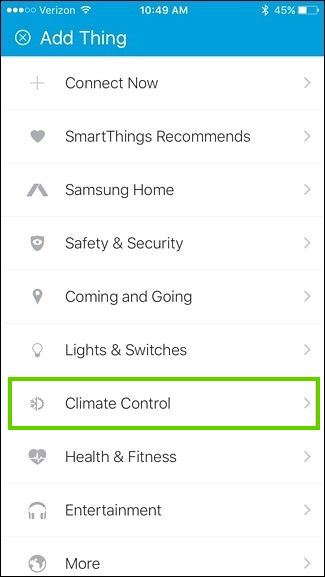Selecting climate control