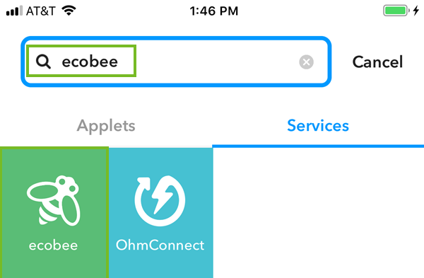 Searching and selecting ecobee