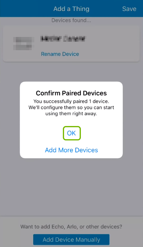 OK option highlighted on pairing confirmation prompt.