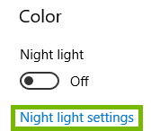 display settings with night light settings highlighted