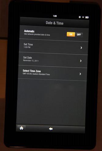 Date and Time settings screen.
